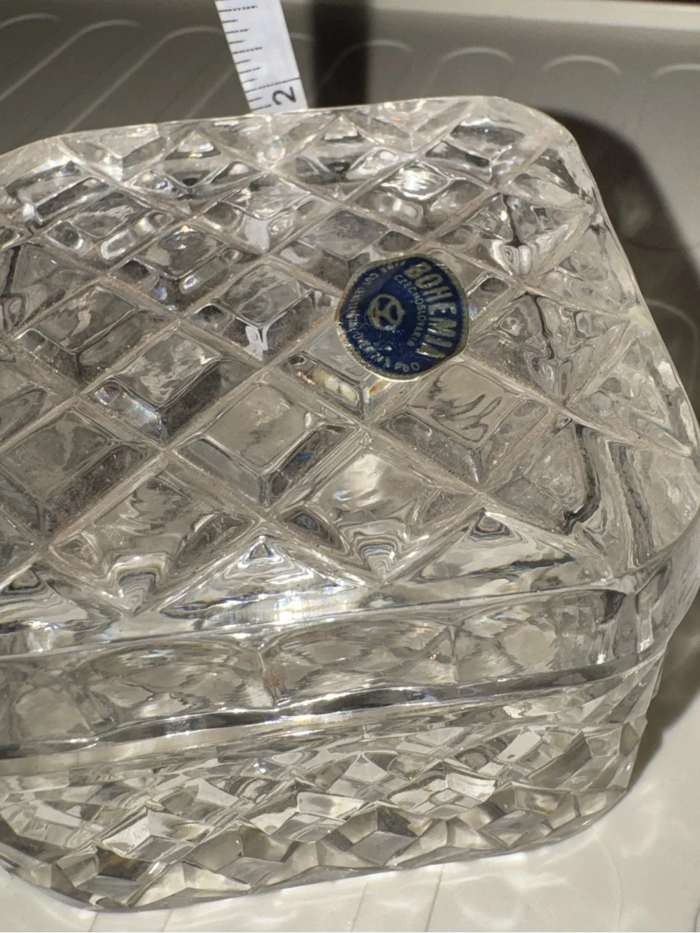 Vintage Bohemia fine cut lead crystal trinket box